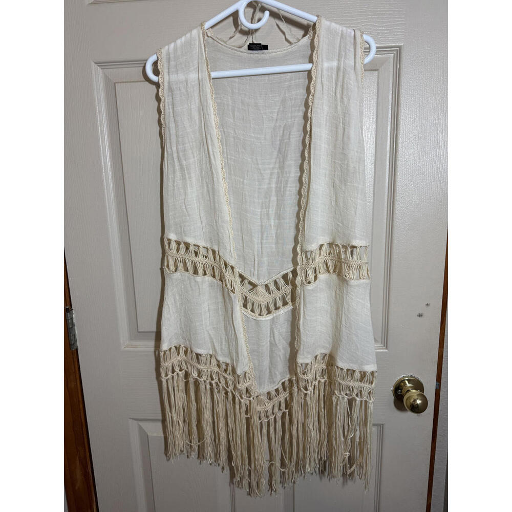 Boho Chic Beige Fringe Vest by rue21